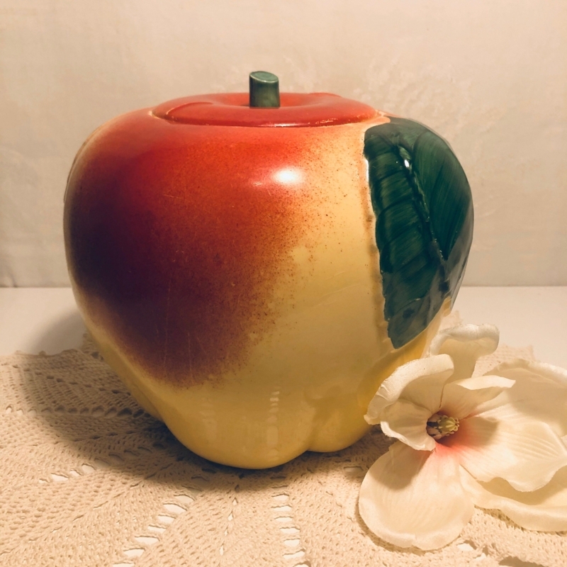 Vintage Blushing Apple Pottery Collectible Jar