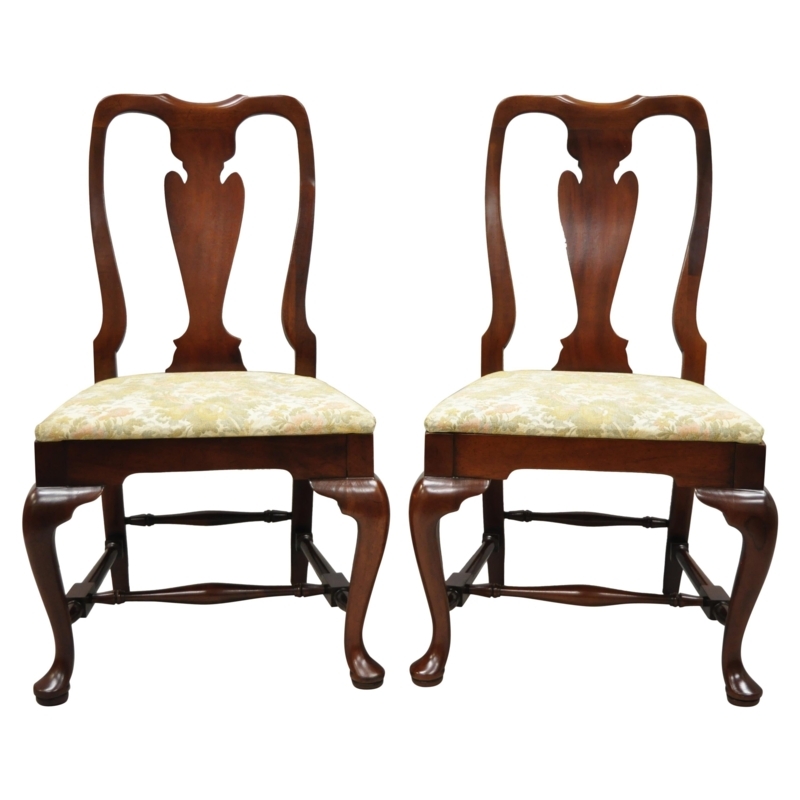 Vintage Cherry Queen Anne Style Dining Chairs