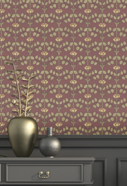 Vintage Craftsman Wallpaper with Floral Pattern
