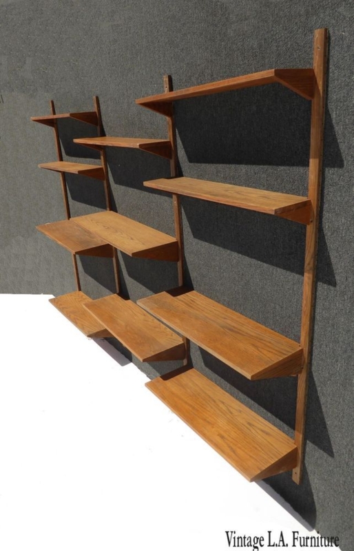 Vintage Danish Mid-Century Modern Wooden Wall Shelves