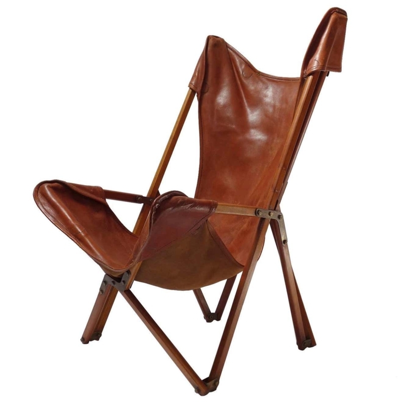 Vintage Foldable Leather Armchair Inspired by Joseph Beverly Fenby