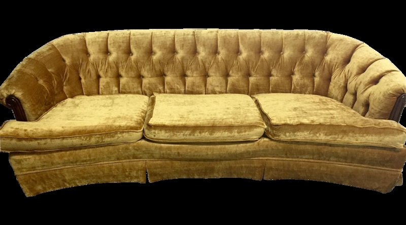 Vintage Gold Velvet Sofa with Hollywood Regency Style and/ or ...