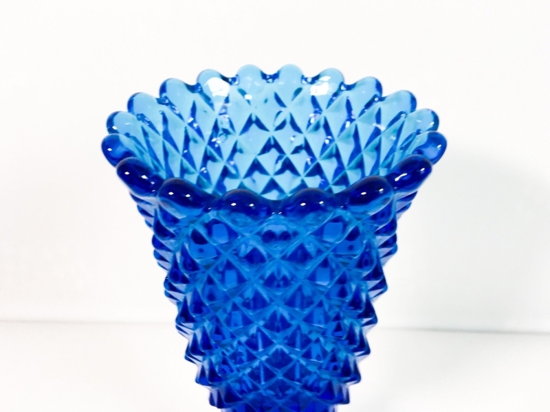 Vintage Imperial Cobalt Blue Hobnail Glass Vase - Reto Mid century ...