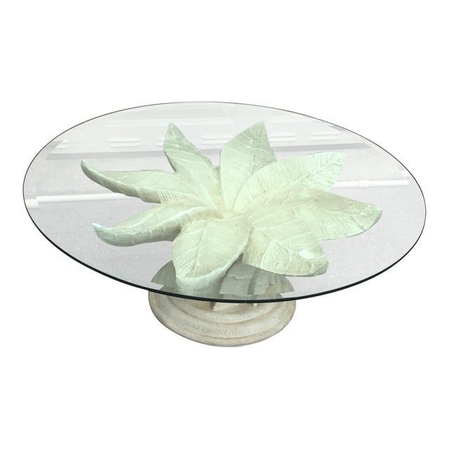 Vintage Leaf Design Glass Coffee Table
