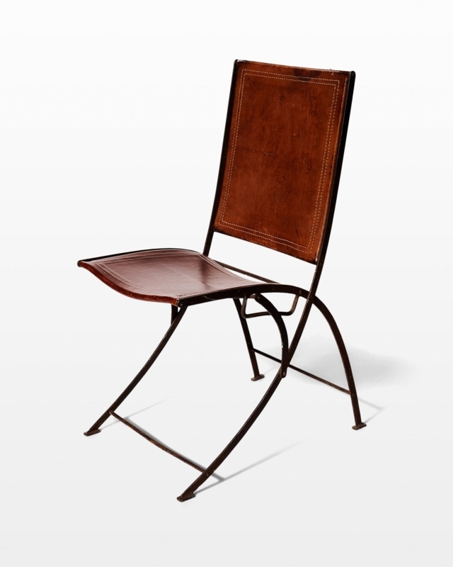 Vintage Leather Folding Chair with Metal Frame