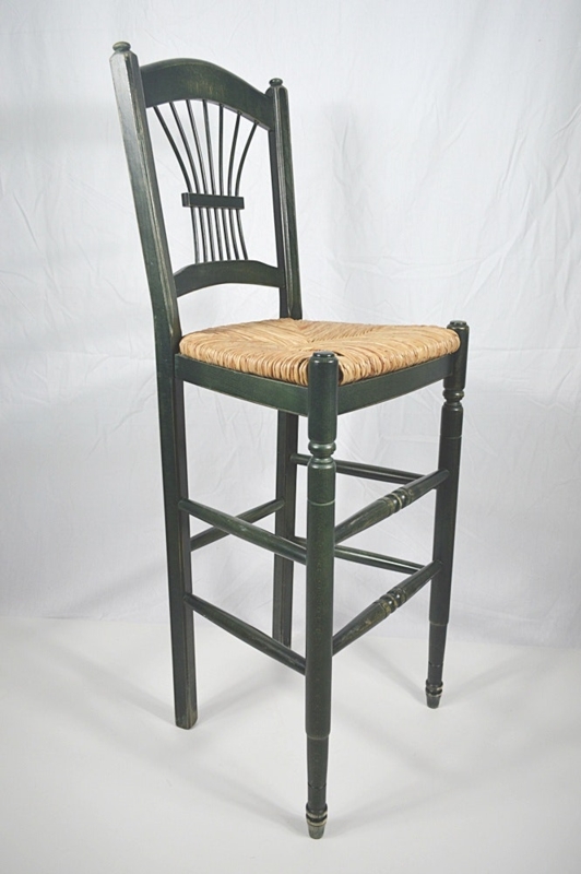 Vintage Lillian August Wooden Bar Stool with Woven Seat