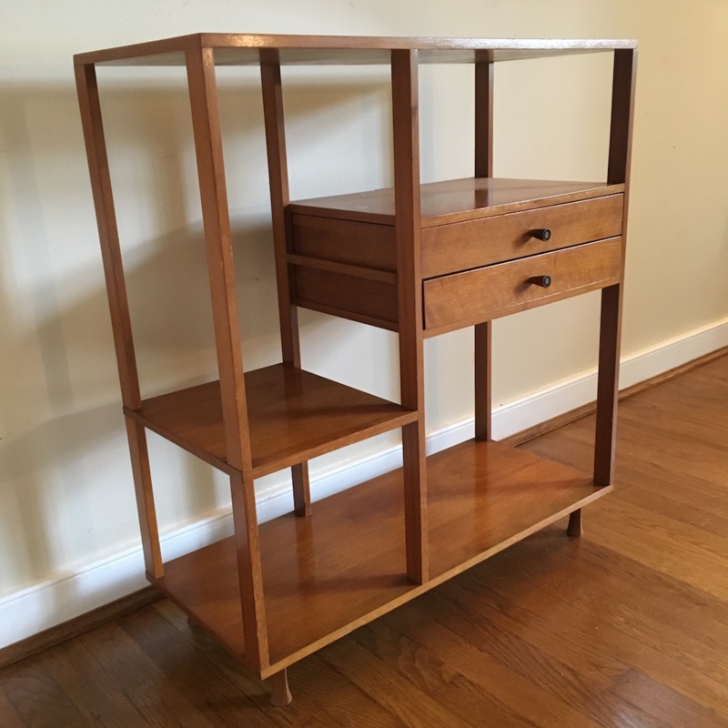 Vintage Mid Century Modern Petite Wood Shelving Unit