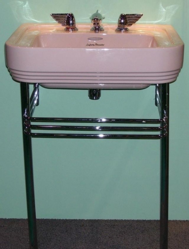 Vintage pink sink with very cool hardware. Art Deco Bathroom Vanity ...