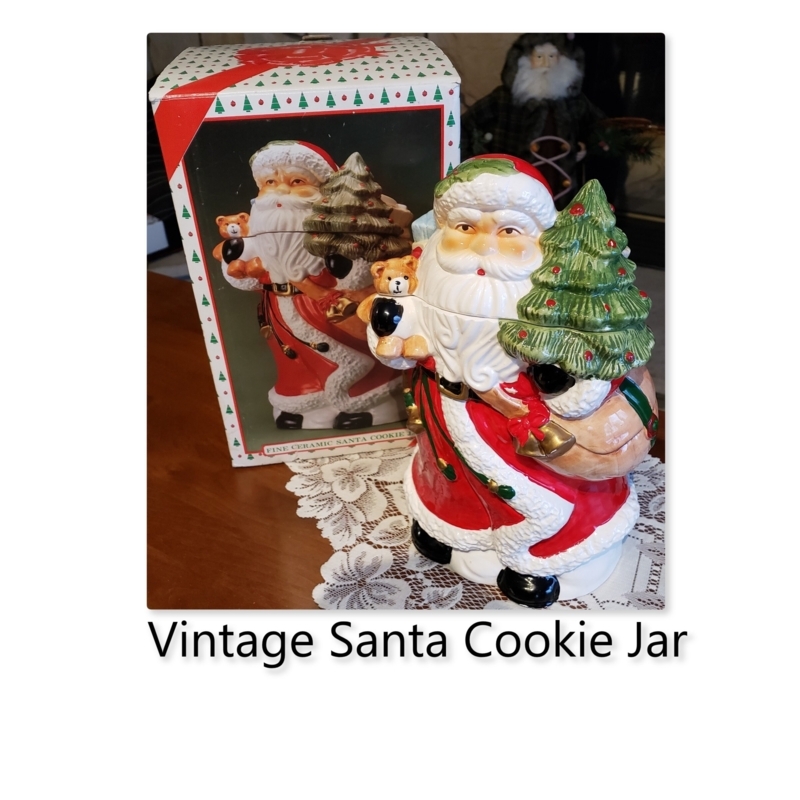 Vintage Santa Claus Ceramic Cookie Jar Decoration