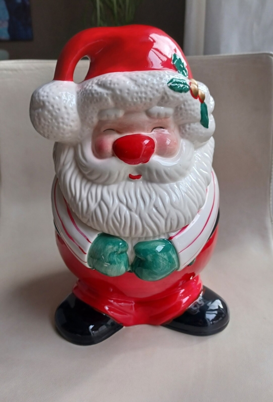 Vintage Santa Cookie Jar Holiday Christmas Canister