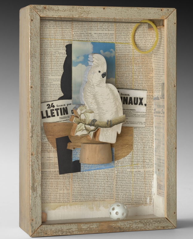 Vintage Shadow Box Art Featuring White Cockatoo