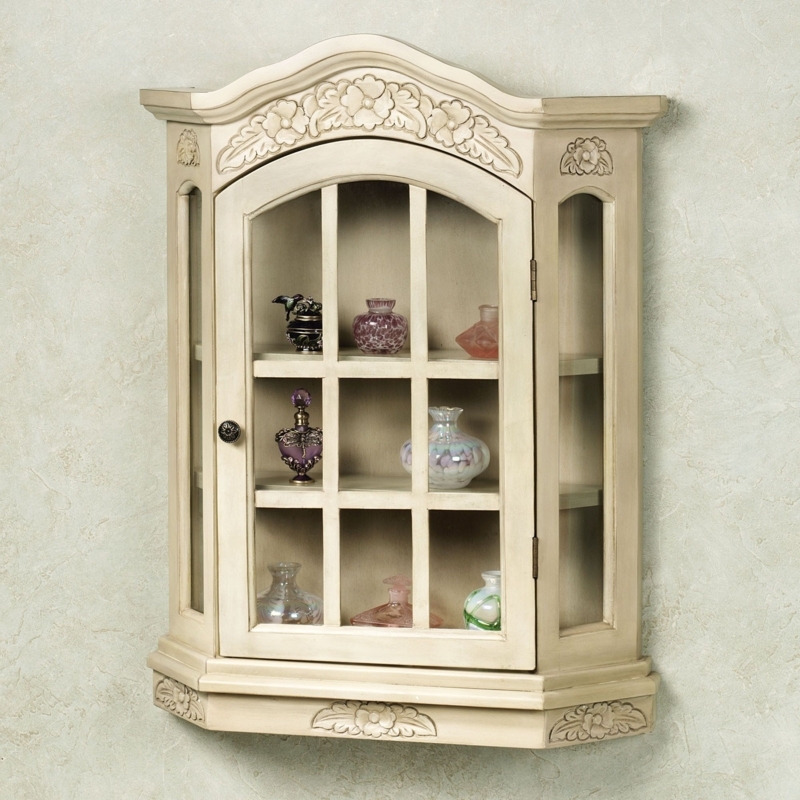 Vintage Small Wall Curio Cabinet with Glass Doors