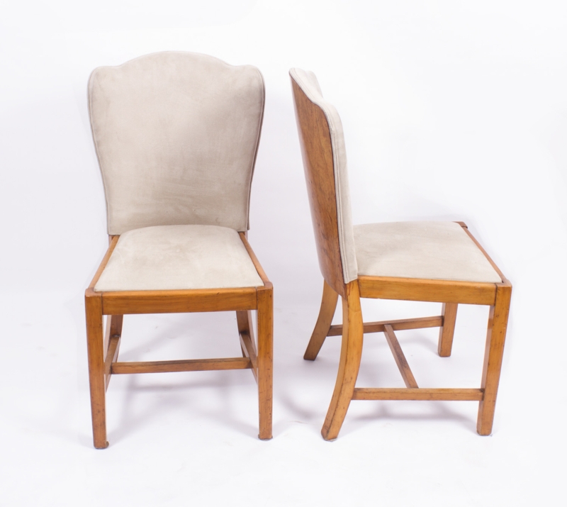 Vintage Wooden Dining Chairs with Upholstered Backs