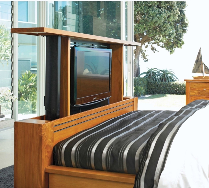 Vision Rimu Queen Bed Frame with Built-In TV Lift