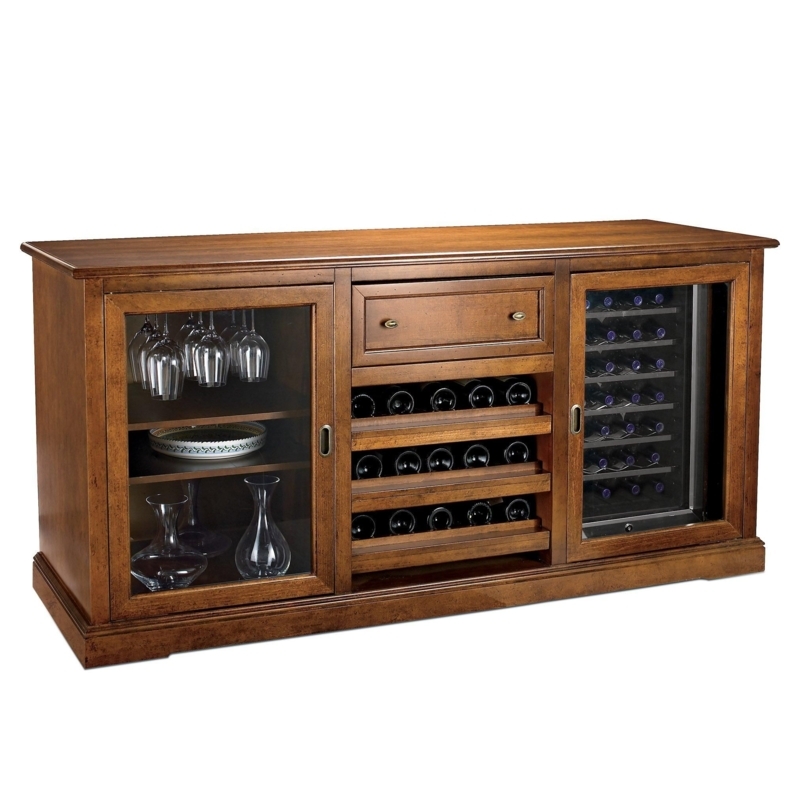 Walnut Siena Wine Credenza with Cooling Storage