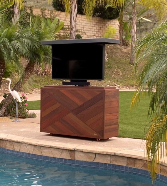 Weatherproof Outdoor TV Stand with Stylish Wooden Cabinet