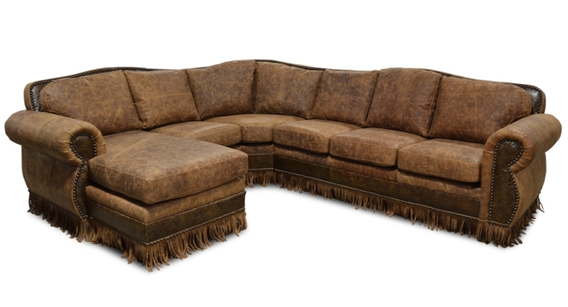 Western Style Brown Leather Sectional Sofa