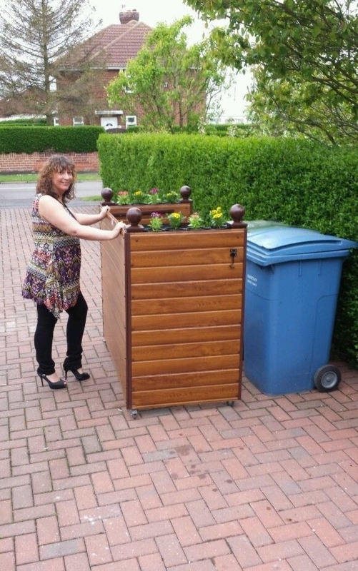 WHEELIE BIN COVER DOUBLE, ALL PLASTIC ROSEWOOD or LIGHTOAK in Home ...