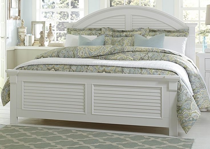 White Coastal Farmhouse Bedroom Bed Frame