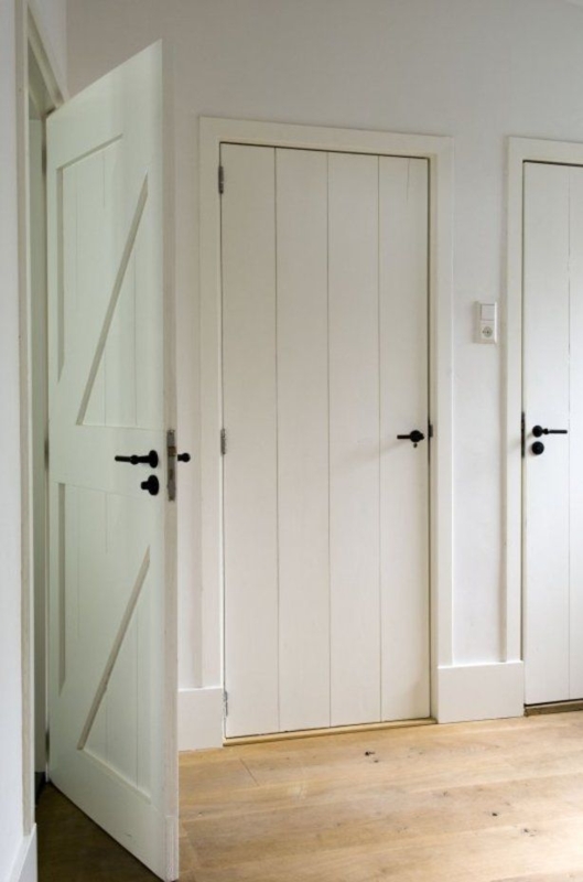 White Cottage Style Interior Doors with Black Handles