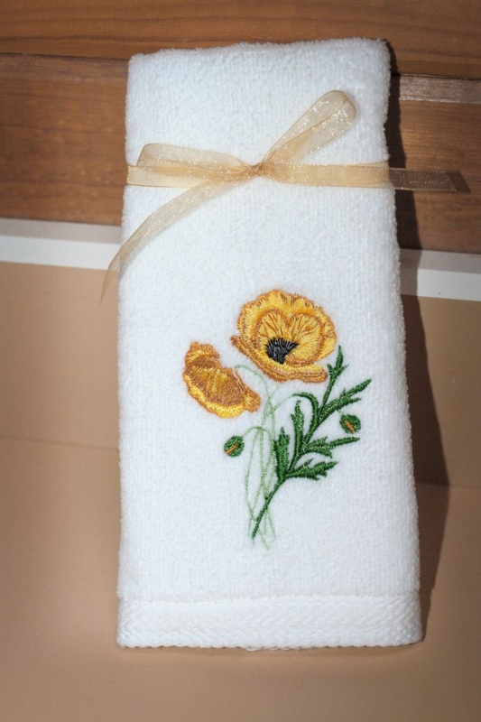White Embroidered Floral Towel for Bathroom