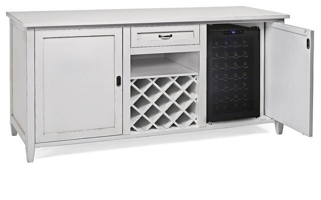 White Refrigerated Wine Cabinet Credenza