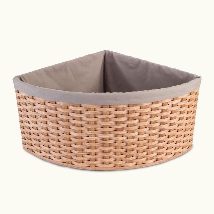 Wicker Corner Basket with Custom Fabric Lining