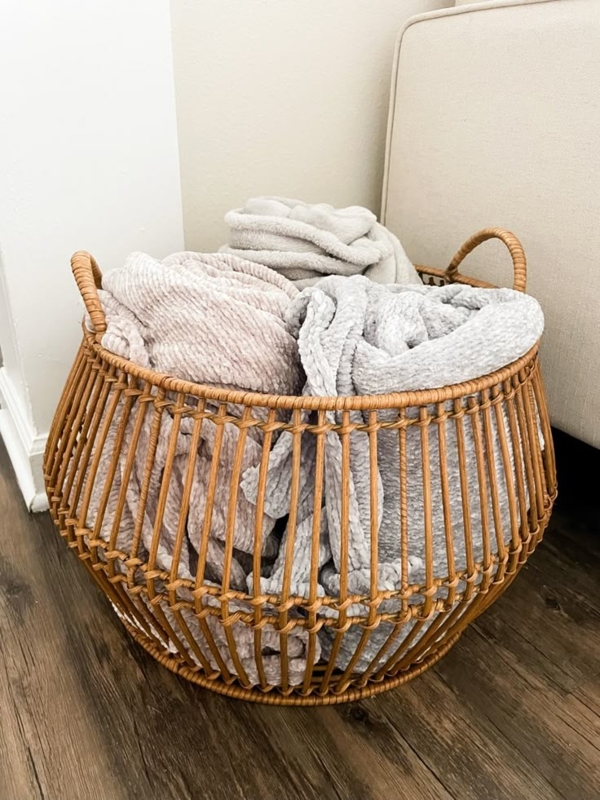 Woven Blanket Basket for Cozy Living Room Storage