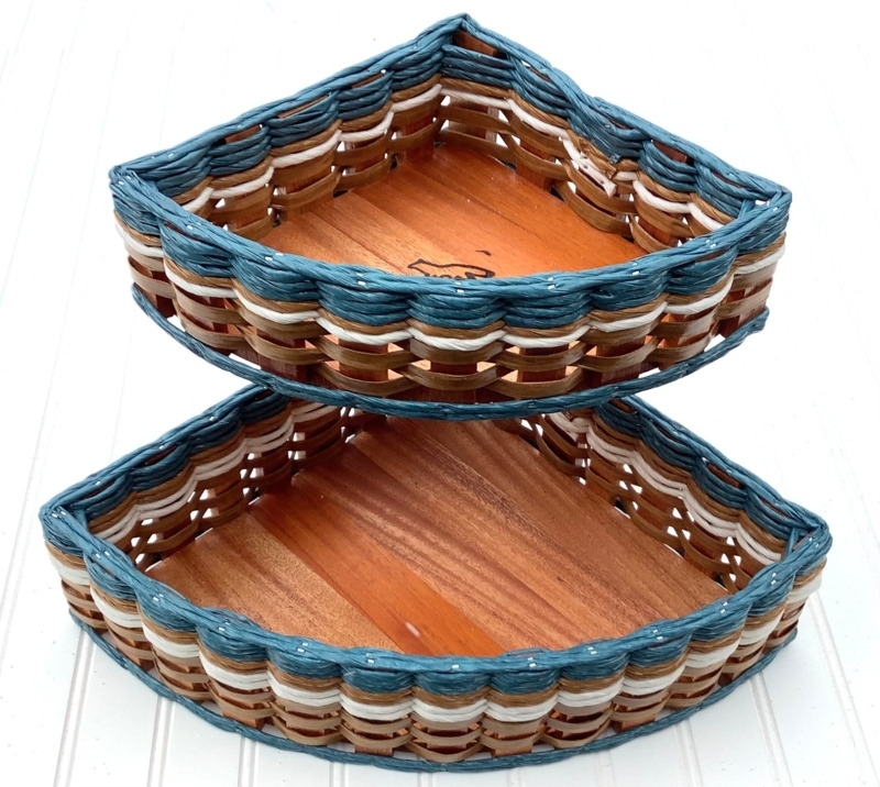 Woven Double Corner Basket with Wooden Base