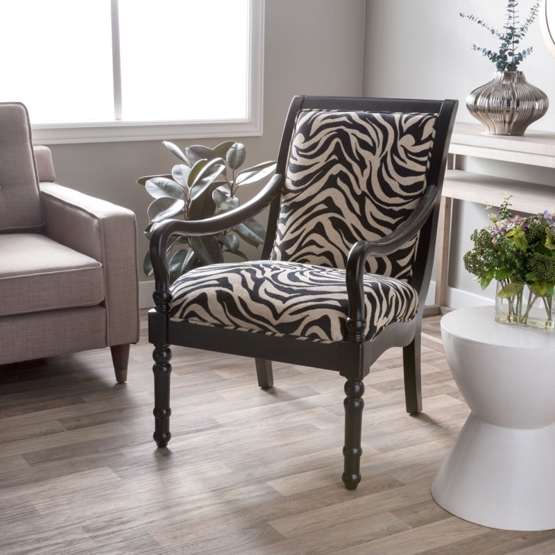 Zebra Print Accent Armchair in Modern Living Room