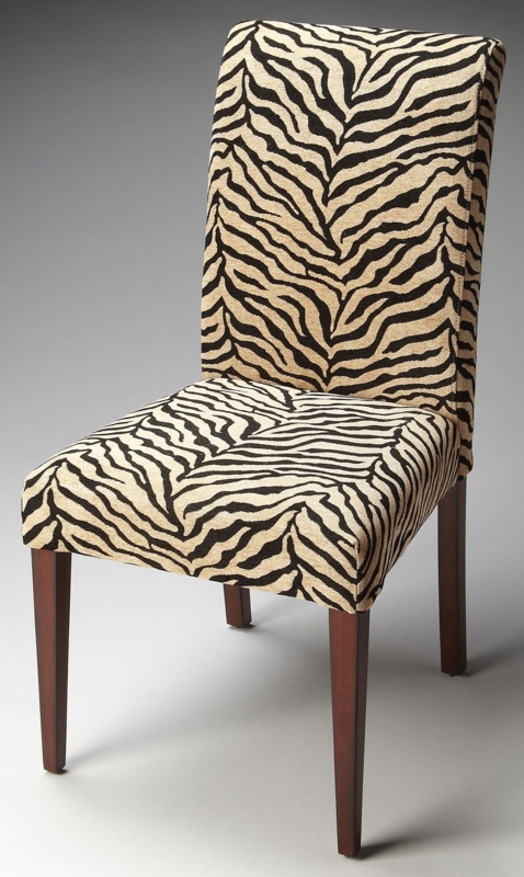 Zebra Print Parsons Chair with Wooden Legs