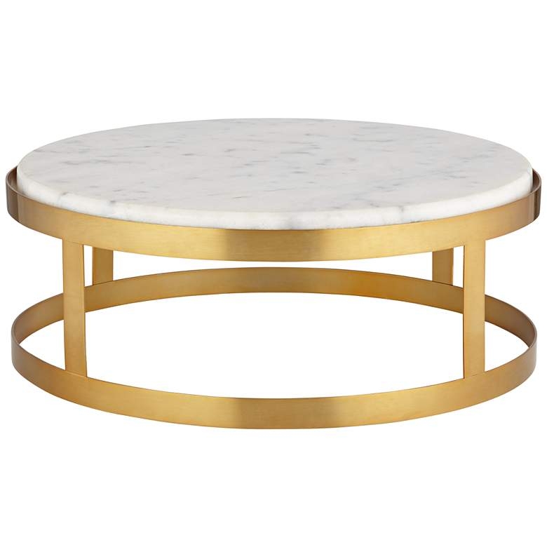 14-Inch Marble and Gold Pedestal Lamp Riser