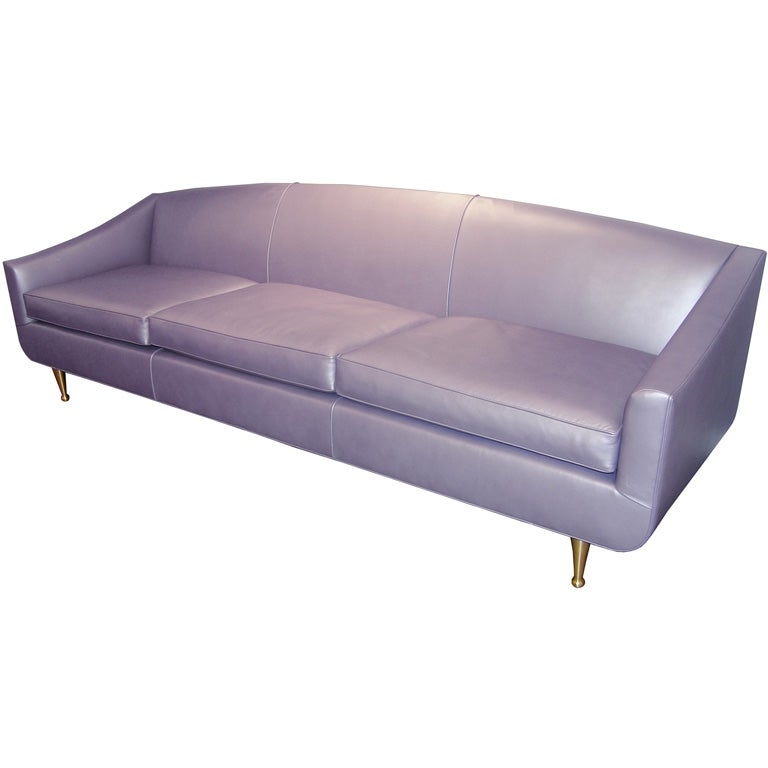 1950s Italian Lavender Metallic Leather Sofa