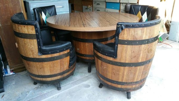 1950s Vintage Whiskey Barrel Table and Chair Set