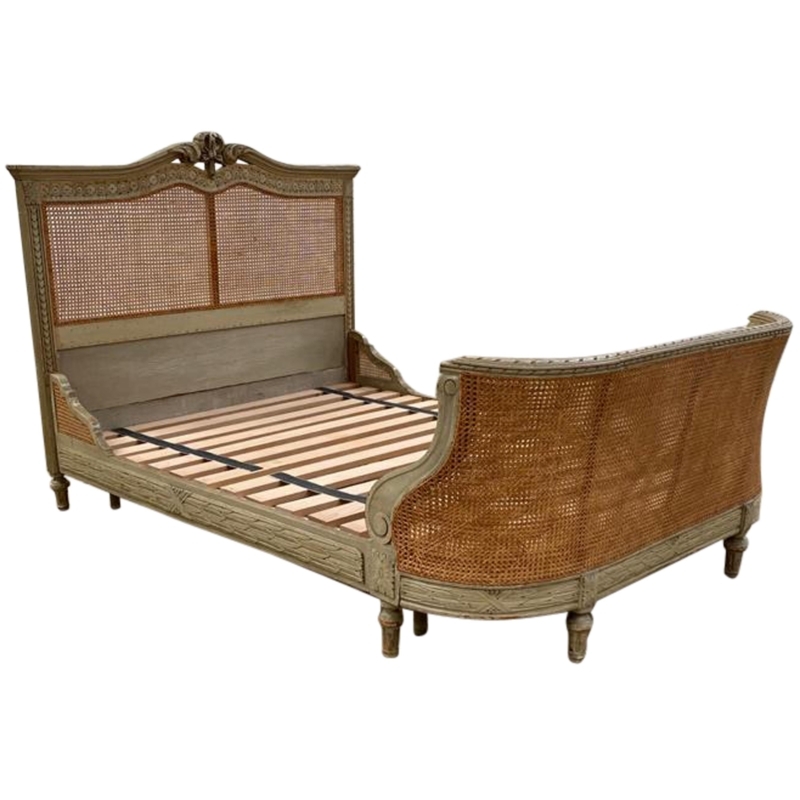 19th Century French Cane Bergere Louis XVI Bed