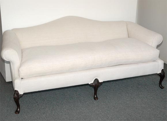 19THC QUEEN ANNE STYLE CAMEL BACK SOFA IN HOMSPUN LINEN at 1stDibs ...