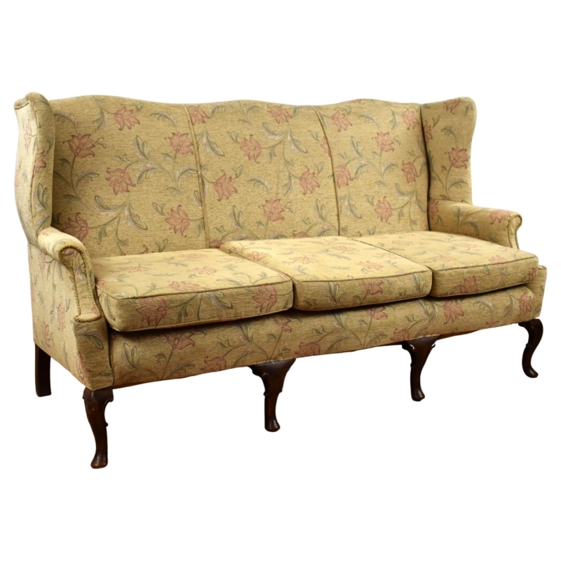 20th Century English Queen Anne Style Wingback Sofa