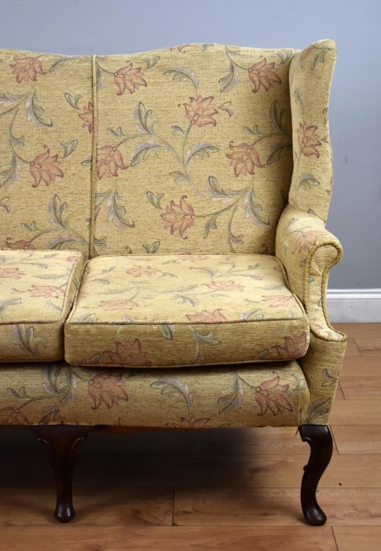 20th Century English Queen Anne Style Wingback Sofa