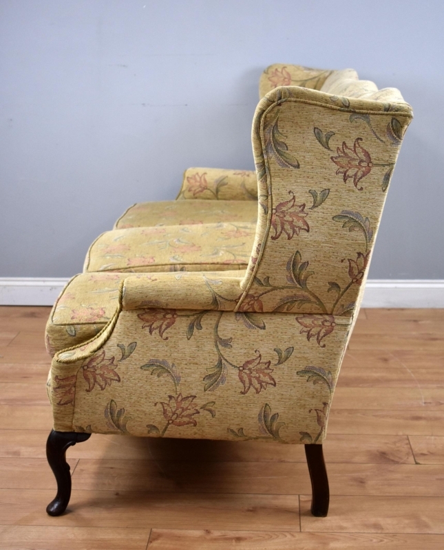 20th Century Queen Anne Style Wing Back Sofa