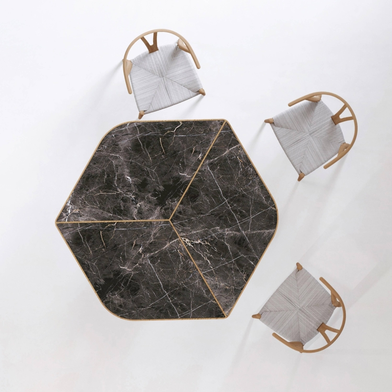 21st Century, Modern, Wood, Marble, Hexagonal, Sculptural, Evolve ...