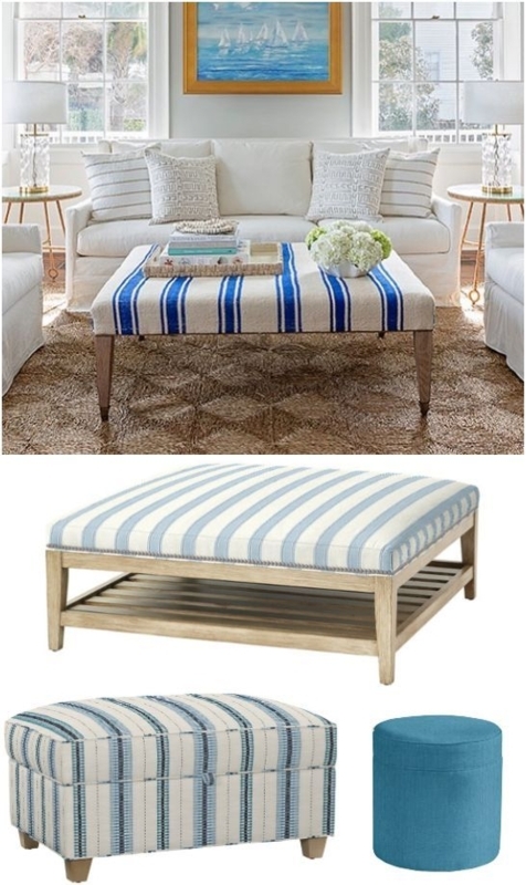 29 Awesome Coastal & Nautical Ottomans | Upholstered ottoman coffee ...