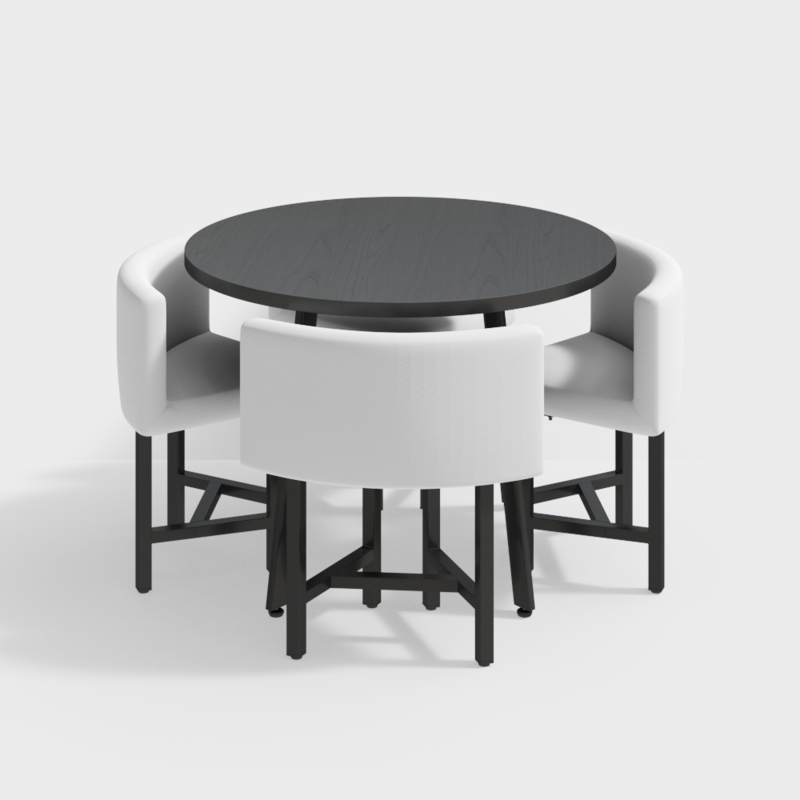 40-Inch Round Wooden Dining Table with Upholstered Chairs