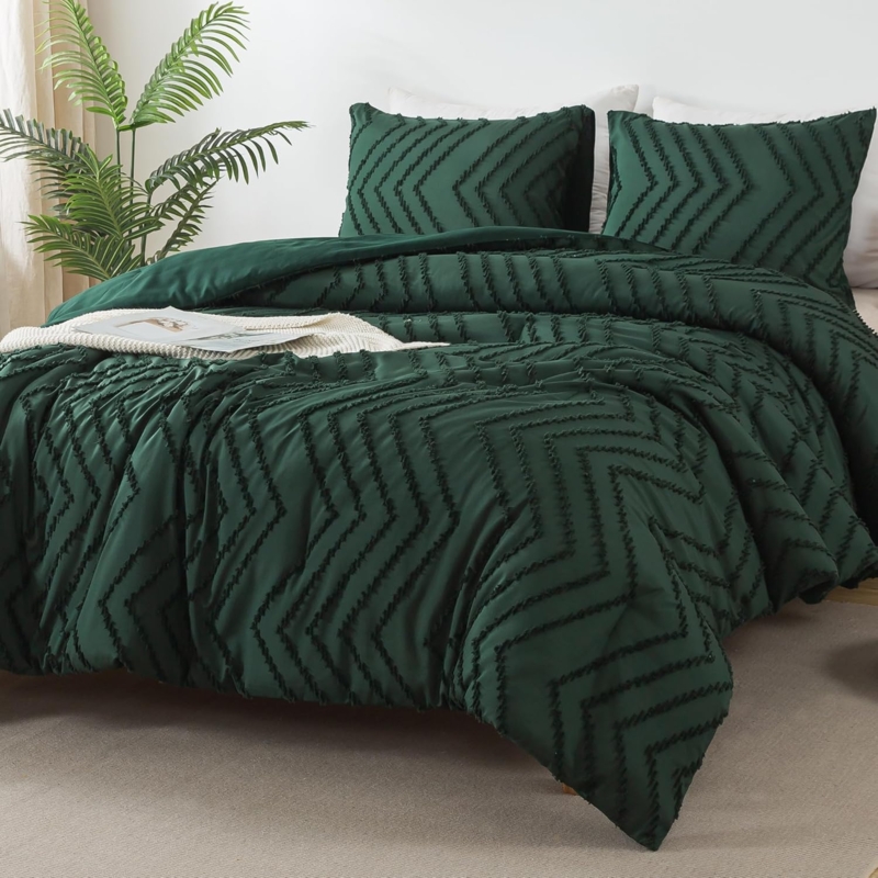 Amazon.com: Andency Emerald Green Comforter King Size, Boho Dark Green ...