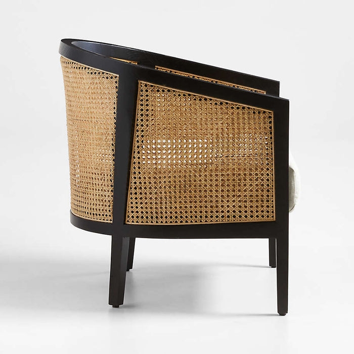 Ankara Black Cane Chair with Ivory Cushion Modern Design