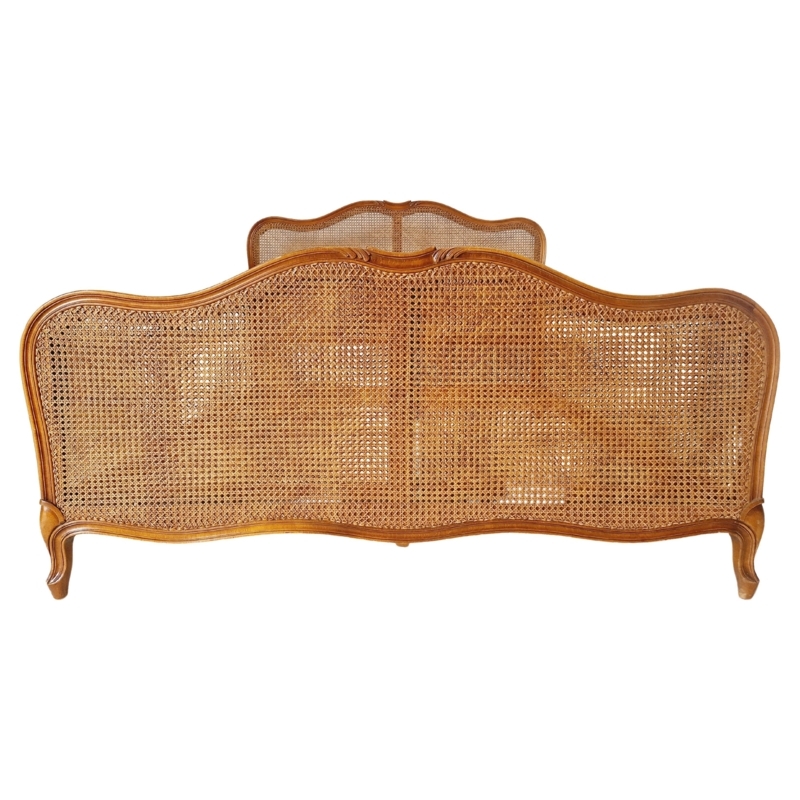Antique Cane French Louis XV Style Bed Frame