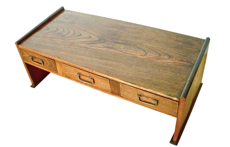 Antique Japanese Wooden Writing Desk with Drawers