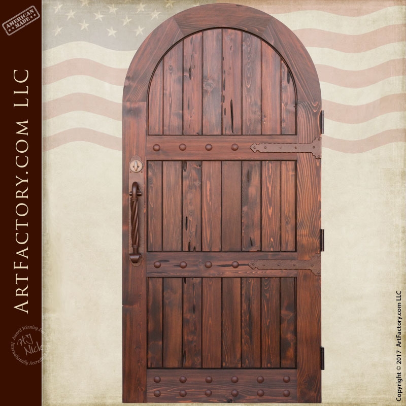 Arched Wooden Garden Gate: Custom Vertical Groove Design