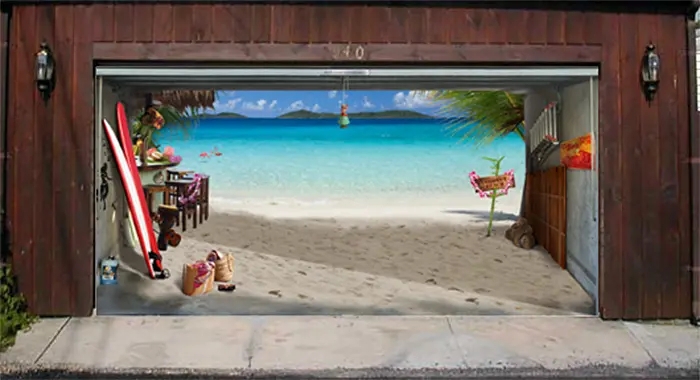 Beach Scene Garage Door Decals for Outdoor Illusion