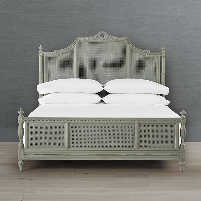 Beauvier French Cane Bed with Elegant Gray Finish