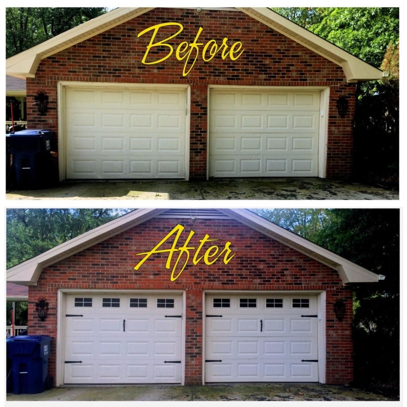 Before and After Decorative Garage Door Makeover